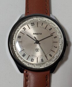Orologio Raketa 24h World Time Simbolo GOST Ghiera GMT - Grade B 9 raketa-24h-world-time-orologio-sovietico-cassa-cromata