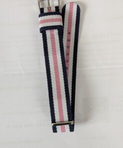 Cinturino NATO in nylon blu, rosa e bianco