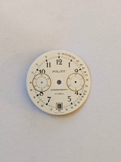 Quadrante cronografo Poljot 3133 nuovo originale bianco