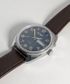 Orologio Slava Meccanico Manuale 26 Rubini - Caratteri Latini - Quadrante Blu Classico - Grade B - immagine 7