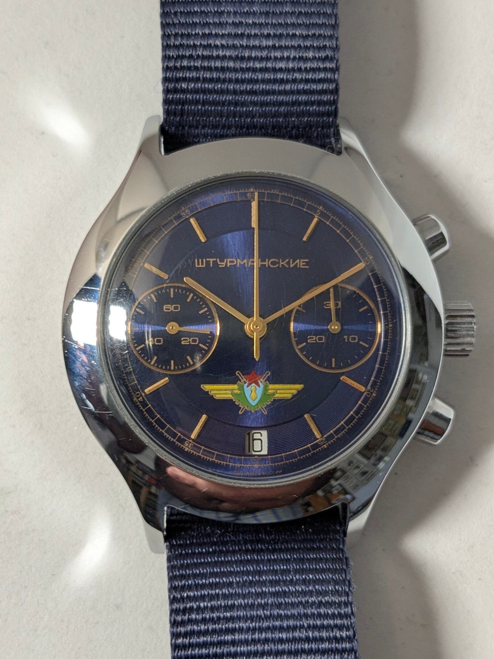 Cronografo Poljot Sturmanskie 3133 anni ’90 – Quadrante blu - Grade A 2 Cronografo Poljot Sturmanskie 3133