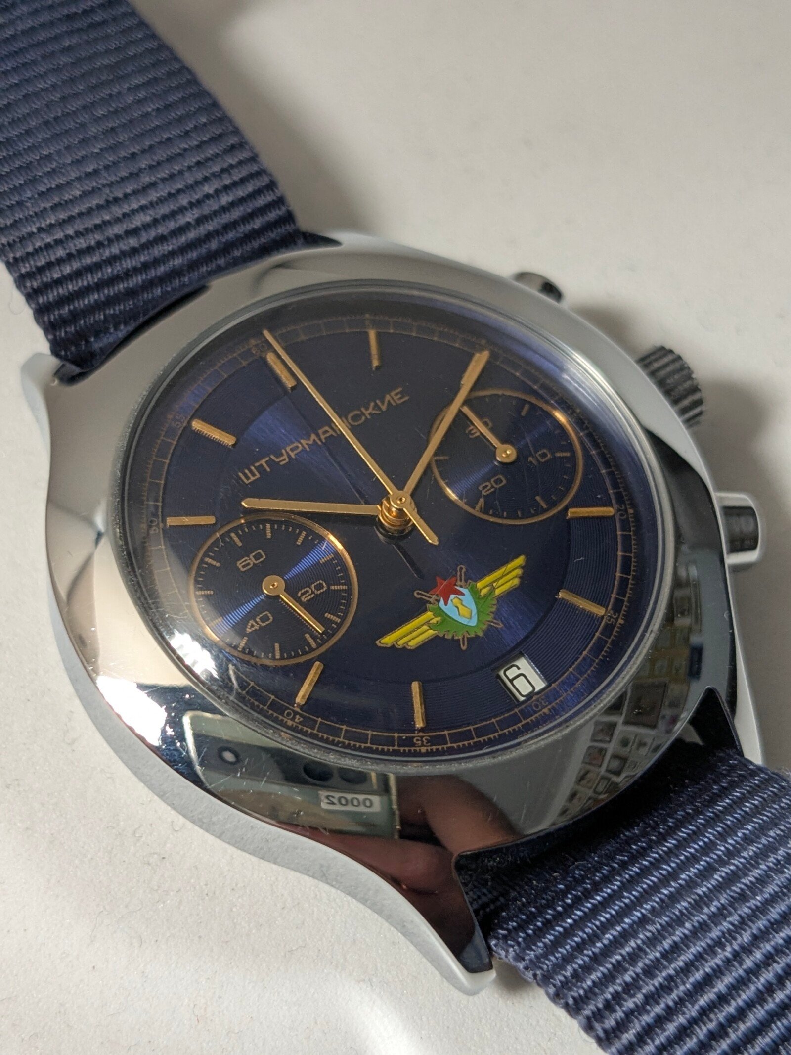 Cronografo Poljot Sturmanskie 3133 anni ’90 – Quadrante blu - Grade A 7 Cronografo Poljot Sturmanskie 3133