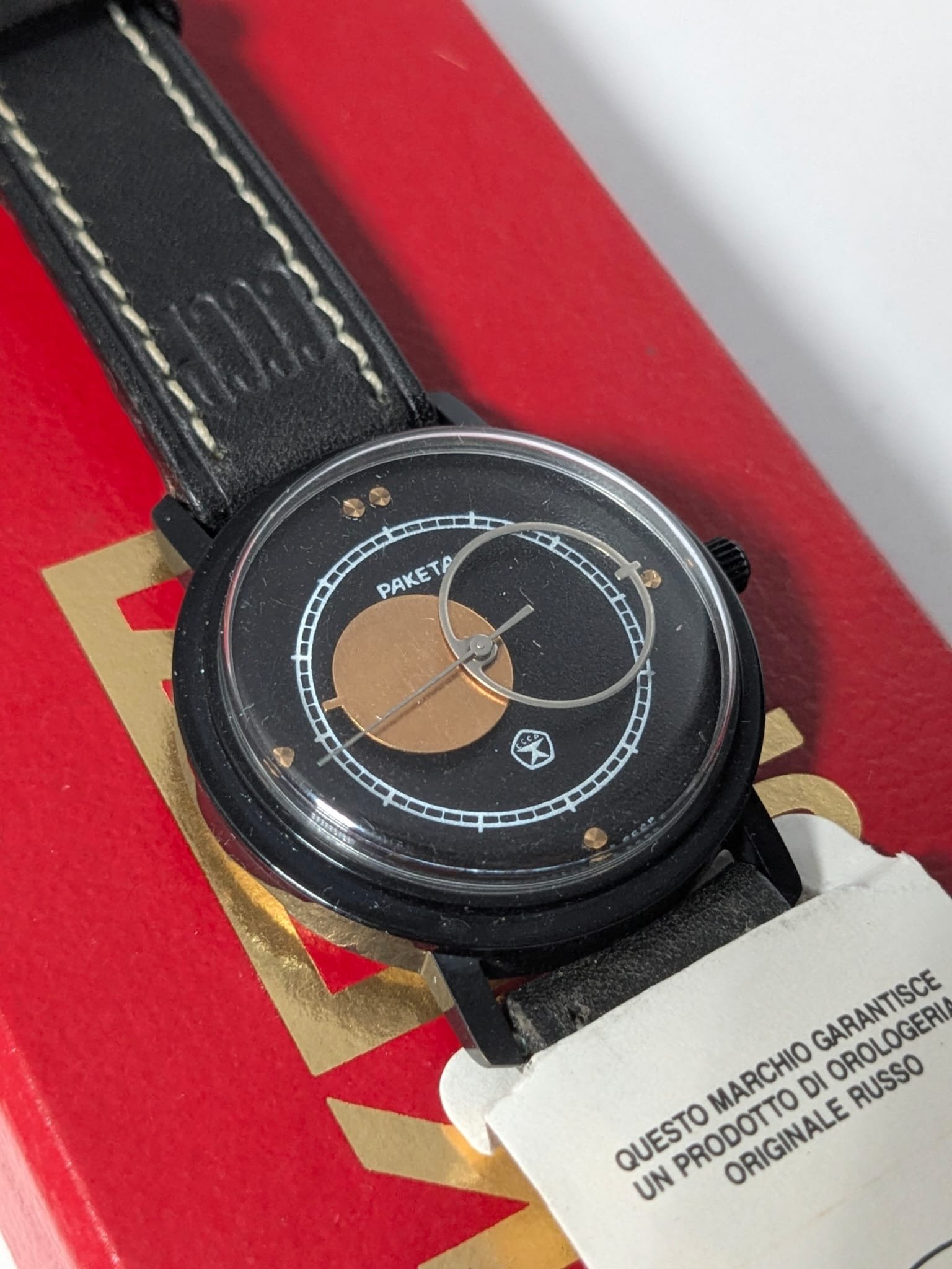Orologio sovietico Raketa Copernicus Nero con scatola cinturino garanzia originali - Grade A 9 orologio sovietico Raketa Copernicus nero