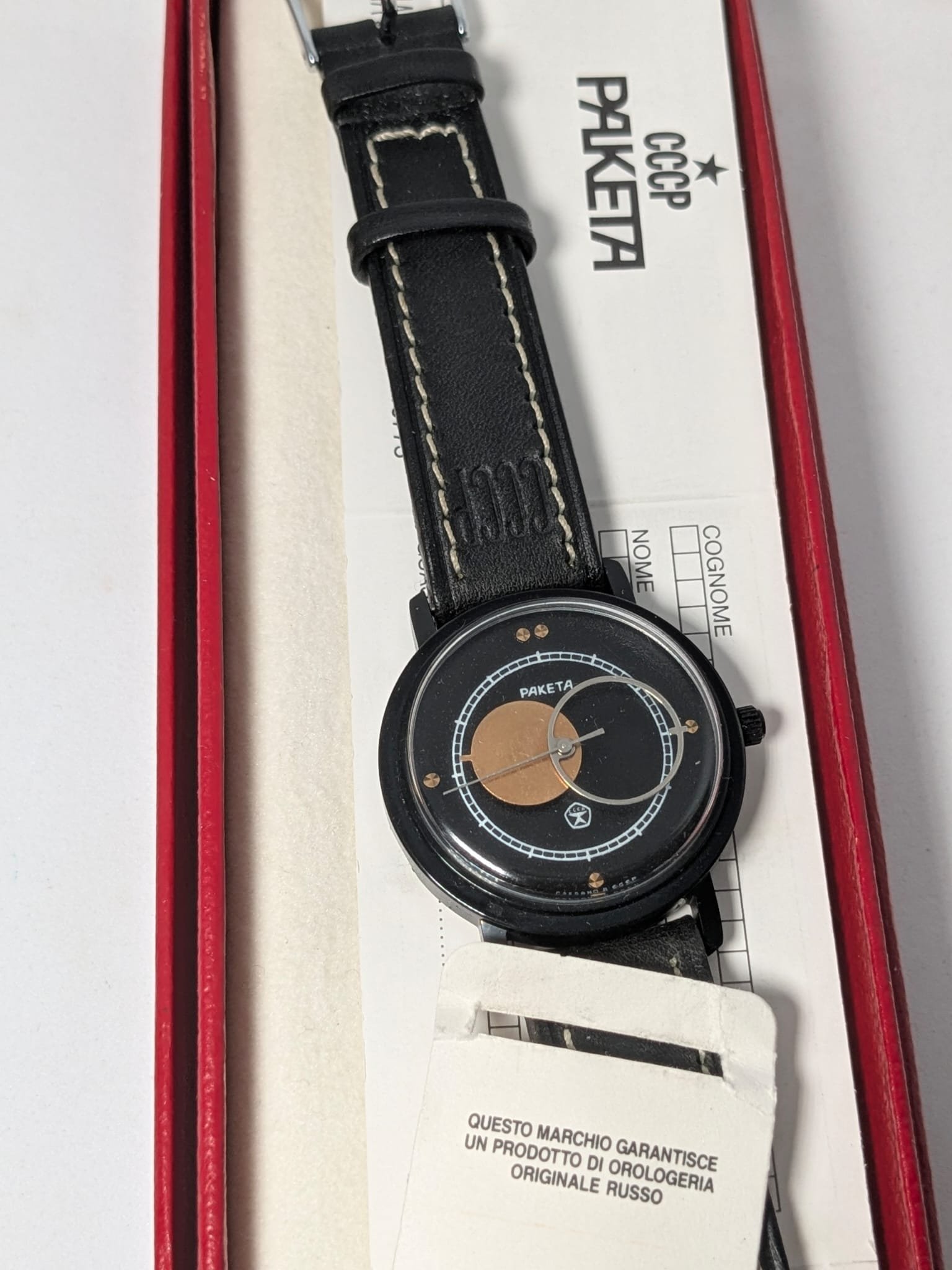 Orologio sovietico Raketa Copernicus Nero con scatola cinturino garanzia originali - Grade A 11 orologio sovietico Raketa Copernicus nero