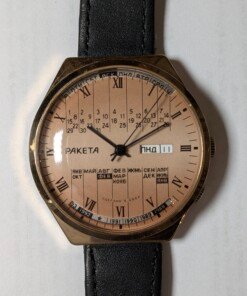 Raketa calendario perpetuo marrone sovietico cassa dorata