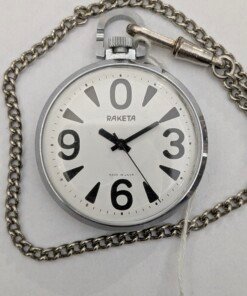 Orologio da tasca sovietico Raketa Big Zero con quadrante bianco