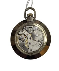 Orologio da tasca sovietico Raketa con marchio di qualità GOST - Grade B 12 Orologio sovietico vintage da collezione, movimento meccanico Poljot 2614.H con placcatura oro AU 5, vista del calibro.