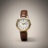 Orologio automatico vintage sovietico da collezione con quadrante bianco, datario SAB 3 e cinturino in pelle marrone.
