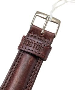 Cinturino in pelle marrone scuro Vostok (Boctok) per orologio russo vintage, con fibbia metallica e passante inciso.