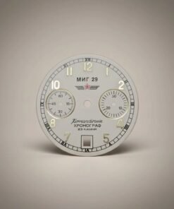 Quadrante orologio russo vintage Vostok Komandirskie Cronografo "MIG 29" con 23 rubini, indici dorati e sub-quadranti. Perfetto per collezionisti.